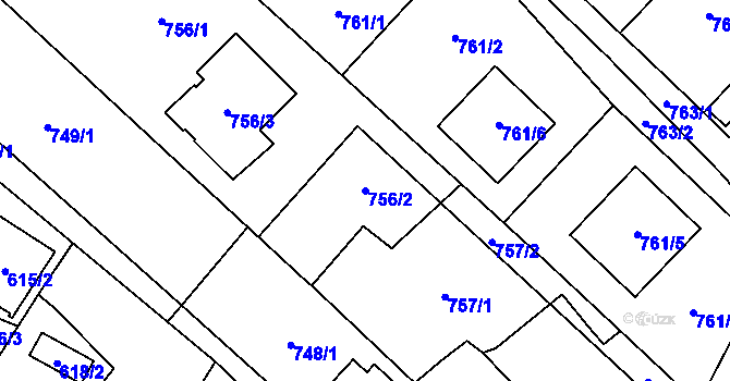 Parcela st. 756/2 v KÚ Petřkovice u Ostravy, Katastrální mapa
