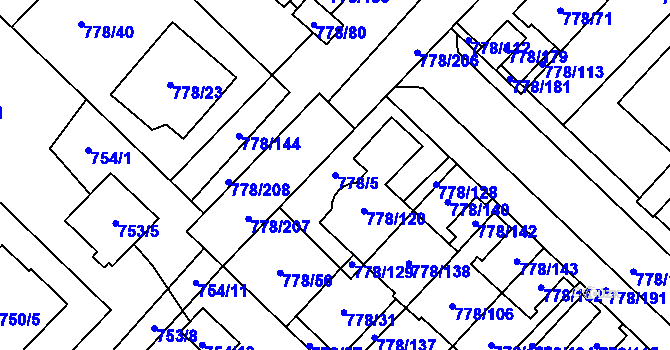 Parcela st. 778/5 v KÚ Petřkovice u Ostravy, Katastrální mapa