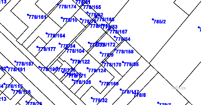 Parcela st. 778/9 v KÚ Petřkovice u Ostravy, Katastrální mapa