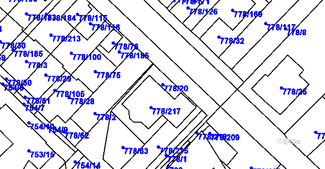 Parcela st. 778/20 v KÚ Petřkovice u Ostravy, Katastrální mapa