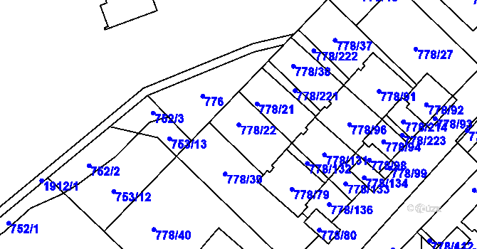 Parcela st. 778/22 v KÚ Petřkovice u Ostravy, Katastrální mapa