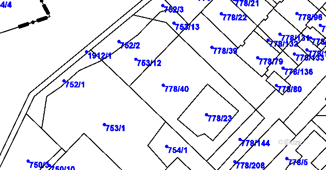 Parcela st. 778/40 v KÚ Petřkovice u Ostravy, Katastrální mapa