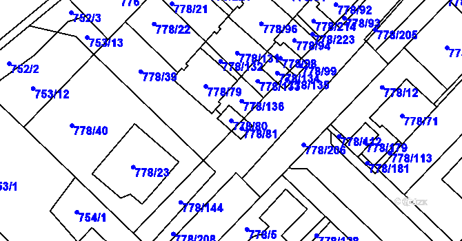 Parcela st. 778/80 v KÚ Petřkovice u Ostravy, Katastrální mapa