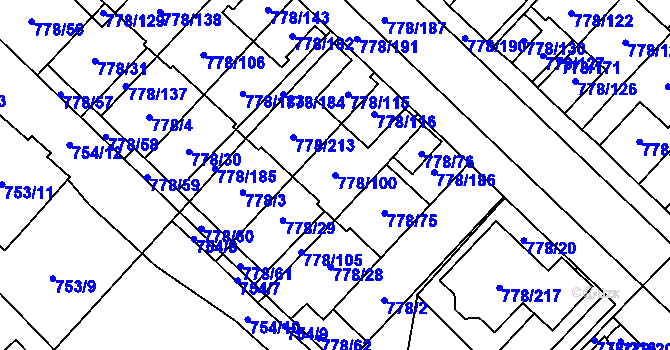 Parcela st. 778/100 v KÚ Petřkovice u Ostravy, Katastrální mapa