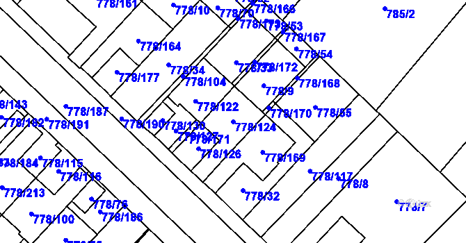 Parcela st. 778/124 v KÚ Petřkovice u Ostravy, Katastrální mapa