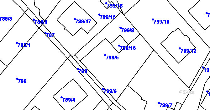 Parcela st. 799/5 v KÚ Petřkovice u Ostravy, Katastrální mapa