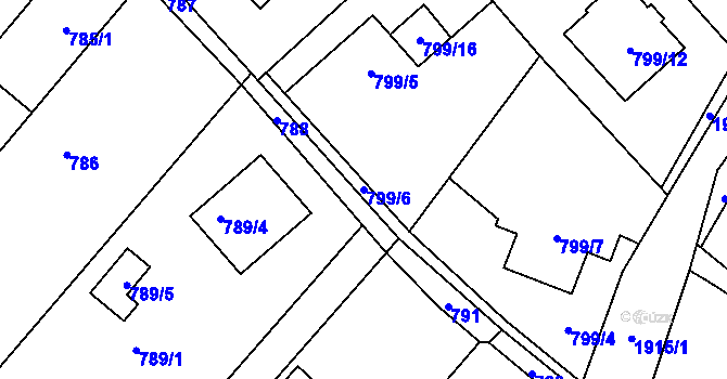 Parcela st. 799/6 v KÚ Petřkovice u Ostravy, Katastrální mapa
