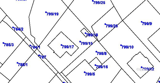 Parcela st. 799/15 v KÚ Petřkovice u Ostravy, Katastrální mapa