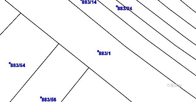 Parcela st. 883/1 v KÚ Petřkovice u Ostravy, Katastrální mapa