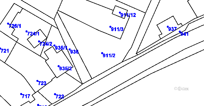 Parcela st. 911/2 v KÚ Petřkovice u Ostravy, Katastrální mapa