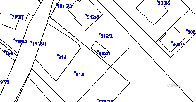 Parcela st. 912/4 v KÚ Petřkovice u Ostravy, Katastrální mapa
