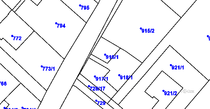 Parcela st. 916/1 v KÚ Petřkovice u Ostravy, Katastrální mapa