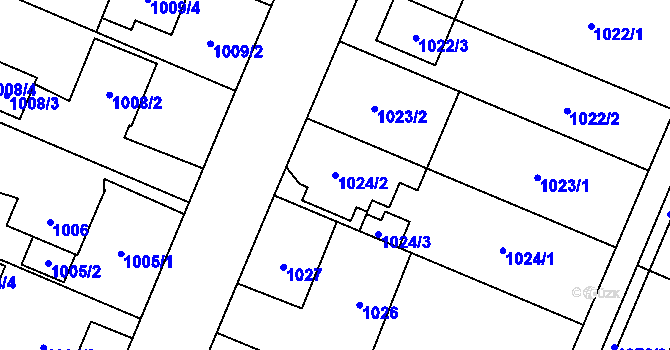 Parcela st. 1024/2 v KÚ Petřkovice u Ostravy, Katastrální mapa