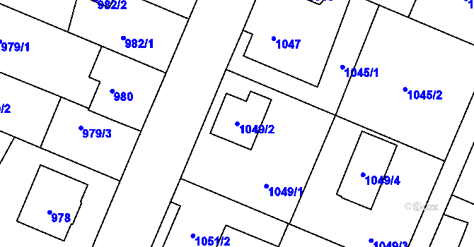 Parcela st. 1049/2 v KÚ Petřkovice u Ostravy, Katastrální mapa