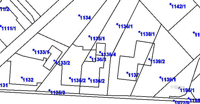 Parcela st. 1136/4 v KÚ Petřkovice u Ostravy, Katastrální mapa