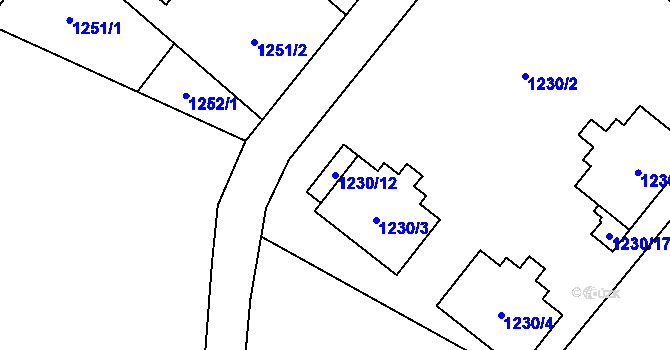 Parcela st. 1230/12 v KÚ Petřkovice u Ostravy, Katastrální mapa