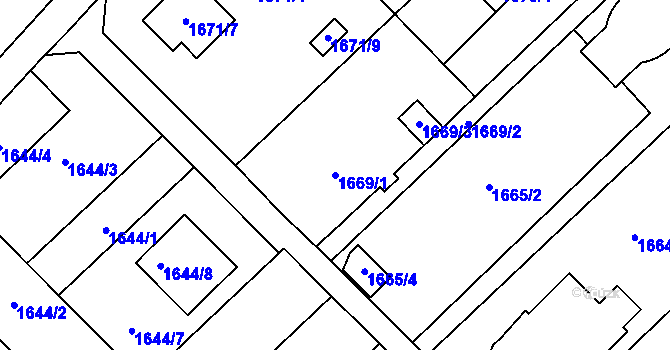 Parcela st. 1669/1 v KÚ Petřkovice u Ostravy, Katastrální mapa