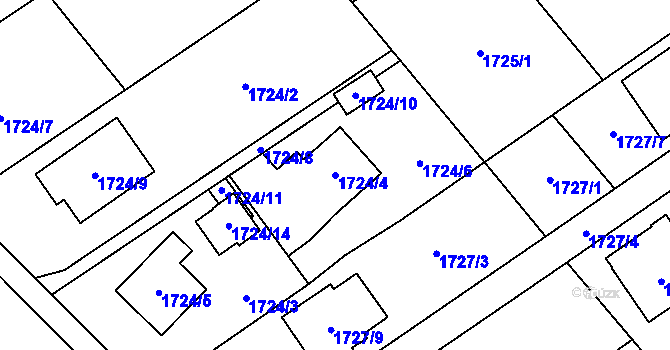 Parcela st. 1724/4 v KÚ Petřkovice u Ostravy, Katastrální mapa