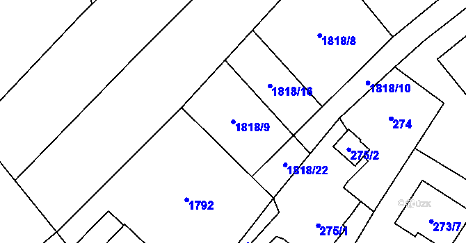 Parcela st. 1818/9 v KÚ Petřkovice u Ostravy, Katastrální mapa