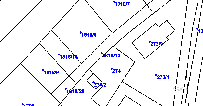 Parcela st. 1818/10 v KÚ Petřkovice u Ostravy, Katastrální mapa