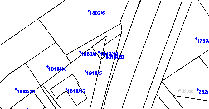 Parcela st. 1818/20 v KÚ Petřkovice u Ostravy, Katastrální mapa