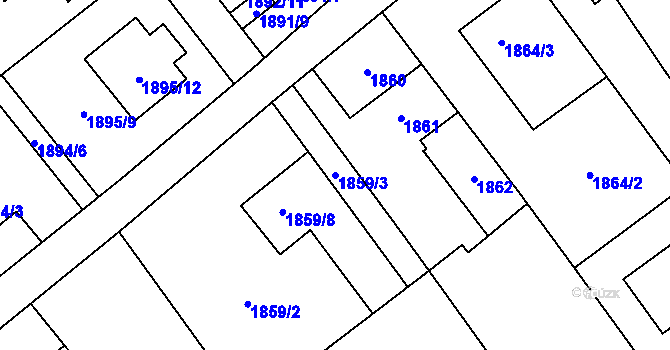 Parcela st. 1859/3 v KÚ Petřkovice u Ostravy, Katastrální mapa