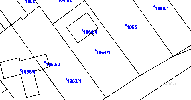 Parcela st. 1864/1 v KÚ Petřkovice u Ostravy, Katastrální mapa