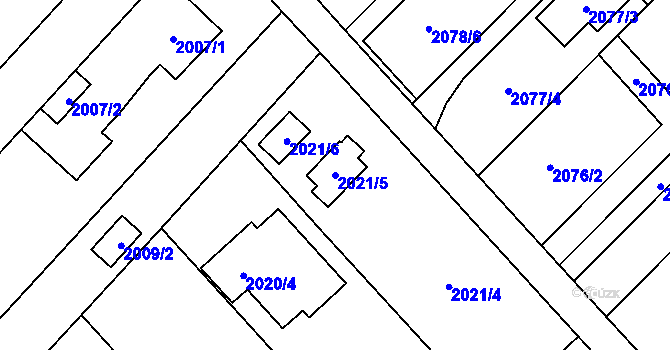 Parcela st. 2021/5 v KÚ Petřkovice u Ostravy, Katastrální mapa