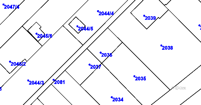 Parcela st. 2036 v KÚ Petřkovice u Ostravy, Katastrální mapa