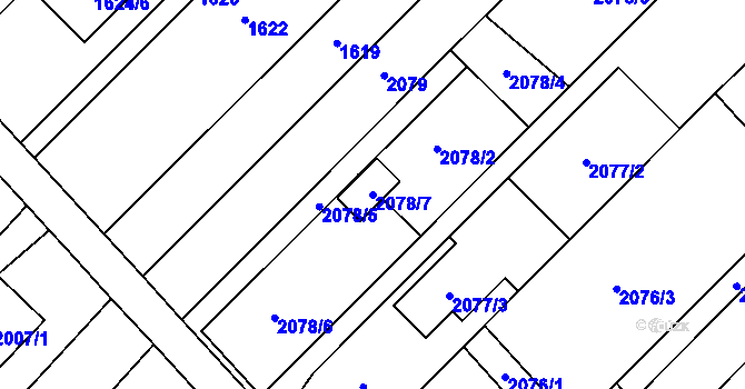 Parcela st. 2078/7 v KÚ Petřkovice u Ostravy, Katastrální mapa
