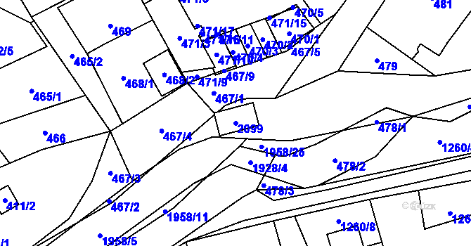 Parcela st. 2099 v KÚ Petřkovice u Ostravy, Katastrální mapa
