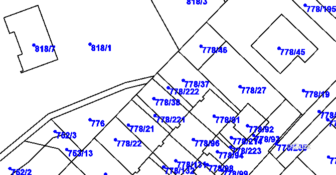 Parcela st. 778/222 v KÚ Petřkovice u Ostravy, Katastrální mapa