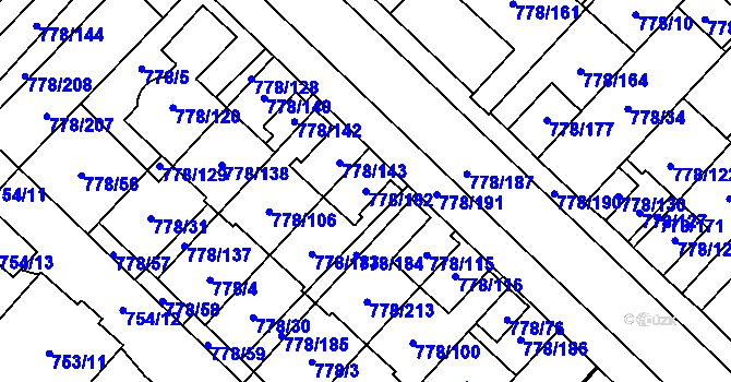 Parcela st. 778/182 v KÚ Petřkovice u Ostravy, Katastrální mapa