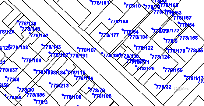 Parcela st. 778/190 v KÚ Petřkovice u Ostravy, Katastrální mapa