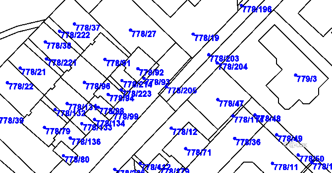 Parcela st. 778/205 v KÚ Petřkovice u Ostravy, Katastrální mapa