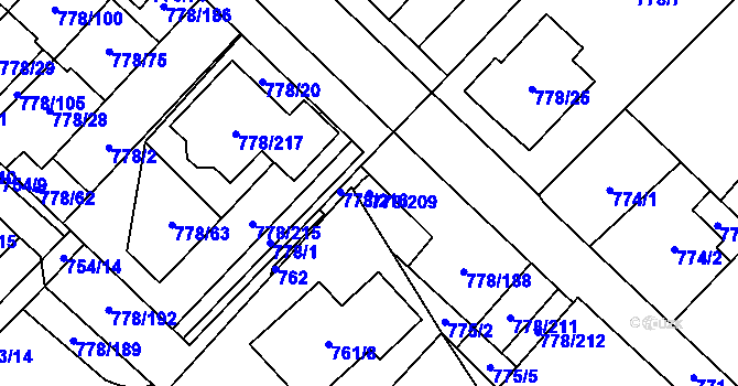 Parcela st. 778/209 v KÚ Petřkovice u Ostravy, Katastrální mapa