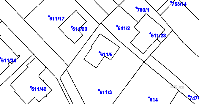 Parcela st. 611/5 v KÚ Petřkovice u Ostravy, Katastrální mapa