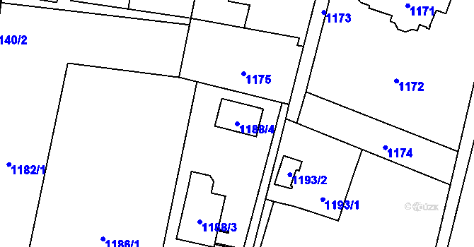 Parcela st. 1188/4 v KÚ Petřvald u Karviné, Katastrální mapa