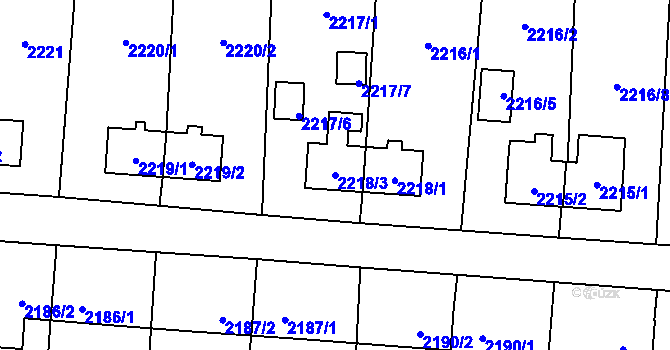 Parcela st. 2218/3 v KÚ Petřvald u Karviné, Katastrální mapa