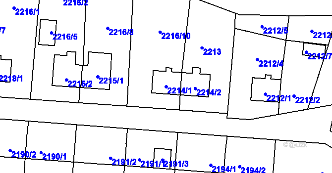 Parcela st. 2214/1 v KÚ Petřvald u Karviné, Katastrální mapa