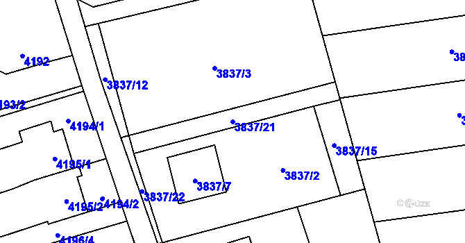 Parcela st. 3837/21 v KÚ Petřvald u Karviné, Katastrální mapa