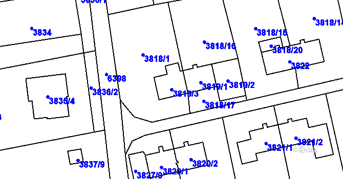 Parcela st. 3819/3 v KÚ Petřvald u Karviné, Katastrální mapa