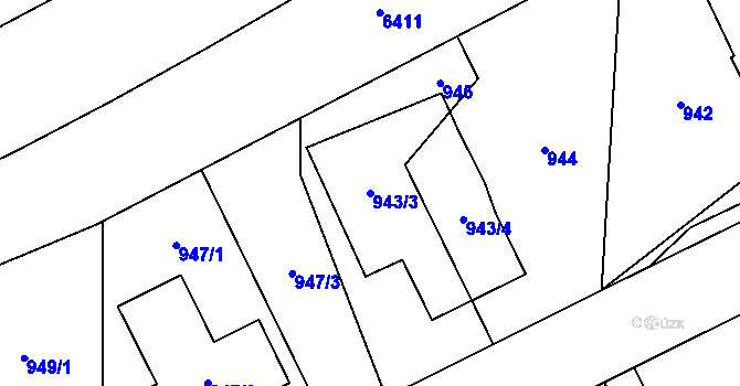 Parcela st. 943/3 v KÚ Petřvald u Karviné, Katastrální mapa