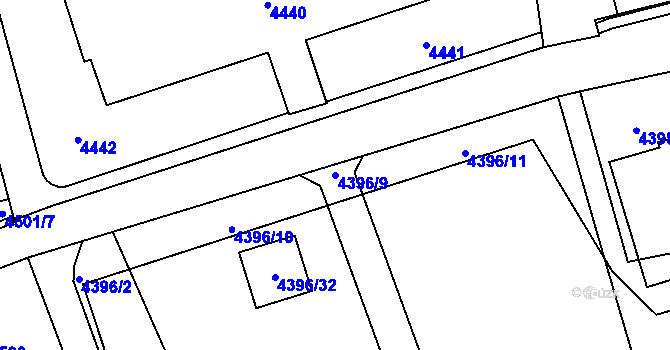 Parcela st. 4396/9 v KÚ Petřvald u Karviné, Katastrální mapa