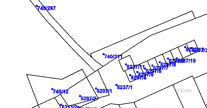 Parcela st. 740/311 v KÚ Petřvald u Karviné, Katastrální mapa