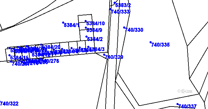 Parcela st. 740/329 v KÚ Petřvald u Karviné, Katastrální mapa