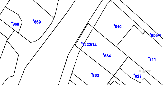 Parcela st. 1322/12 v KÚ Petřvald u Karviné, Katastrální mapa