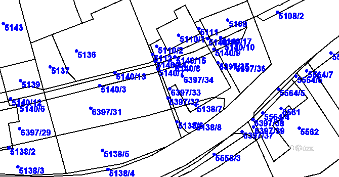 Parcela st. 6397/33 v KÚ Petřvald u Karviné, Katastrální mapa
