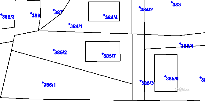 Parcela st. 385/7 v KÚ Petřvald u Karviné, Katastrální mapa