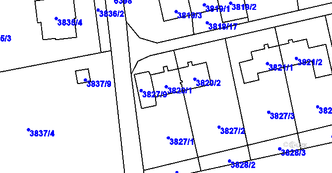 Parcela st. 3820/1 v KÚ Petřvald u Karviné, Katastrální mapa